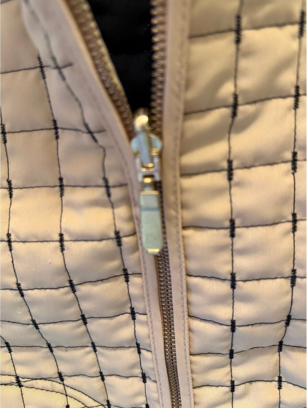 Beige & Black Quilted Reversible Jacket, Size Small
